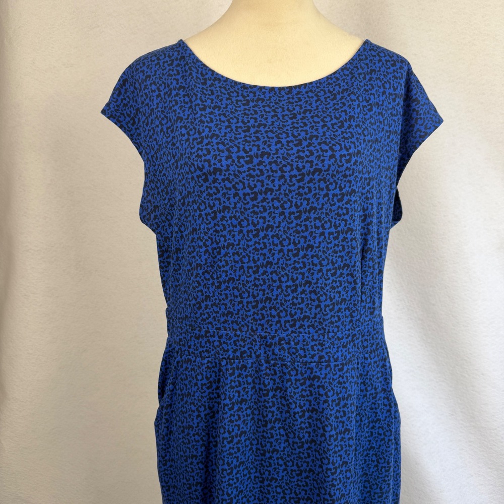 Boden‎ Florrie Jersey Dress Phoebe Blue Leopard Print Dress Pockets US 14R - Picture 4 of 13